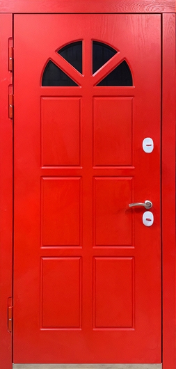 Красная дверь «термо» со стеклом